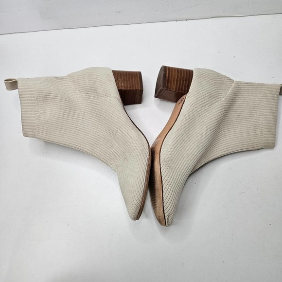 Joie Revolve Neely Stretch Rib Pull On Heeled Bootie 10 Ivory Sweater Knit Boots - Picture 5 of 12